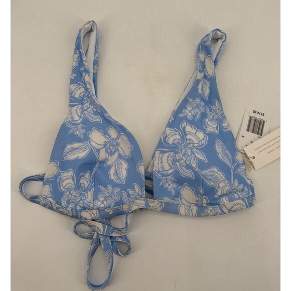 L Space Avery Bikini Top XL Womens Floral Blue Print Swimwear - Picture 4 of 8